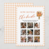 Herfst Oranje Gingham Hoe Oud Was De Bruid Spel Kaart (Voorkant / Achterkant)