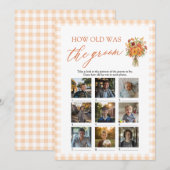 Herfst Oranje Gingham Hoe Oud Was De Bruidegom Gam Kaart (Voorkant / Achterkant)
