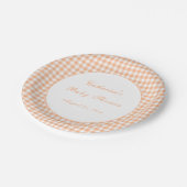 Herfst Oranje Gingham Klassieke Baby Shower Bord (Gekanteld)