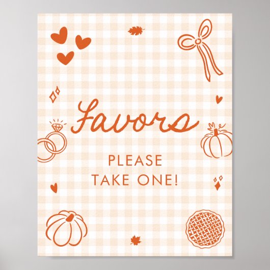 Herfst Oranje Gingham Met de Hand Getekend Favorie Poster (Voorkant)
