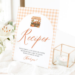 Herfst Oranje Gingham Verse Van De Markt Recepten Reclamebord Met Voetstuk
