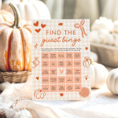 Herfst Oranje Gingham Vind de Gast Bingo Spel Kaart