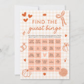 Herfst Oranje Gingham Vind de Gast Bingo Spel Kaart (Voorkant)