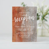 Herfst Oranje Grijs Waterverf Trouwreceptie Kaart (Staand voorkant)