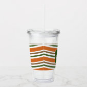 Herfst Oranje Groene Stripes Monogram Aangepast Acryl Drinkbeker (Rechts)