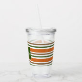 Herfst Oranje Groene Stripes Monogram Aangepast Acryl Drinkbeker (Links)