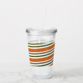 Herfst Oranje Groene Stripes Monogram Aangepast Acryl Drinkbeker (Achterkant)