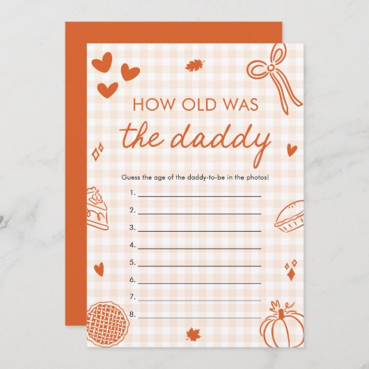 Herfst Oranje hand getekend hoe oud was het papa s Kaart (Voorkant / Achterkant)