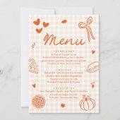 Herfst Oranje Handgetekend A Little Cutie Pie Menu Kaart (Voorkant)
