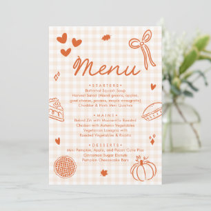 Herfst Oranje Handgetekend A Little Cutie Pie Menu Kaart