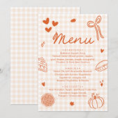 Herfst Oranje Handgetekend A Little Cutie Pie Menu Kaart (Voorkant / Achterkant)