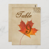Herfst Oranje Herfst Bladeren Trouwtafel nummers Briefkaart (Voorkant / Achterkant)
