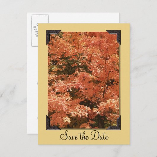 Herfst Oranje lekkernij die de datum bewaart Aankondigingskaart (Voorkant / Achterkant)