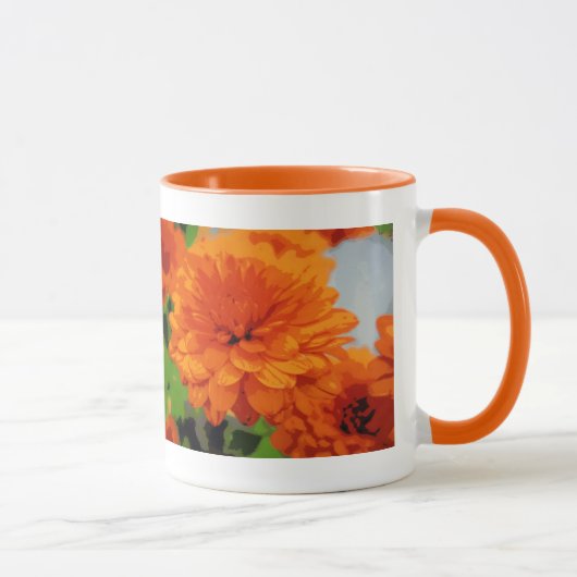 Herfst Oranje Mums Drinkbeker Mok (Rechts)