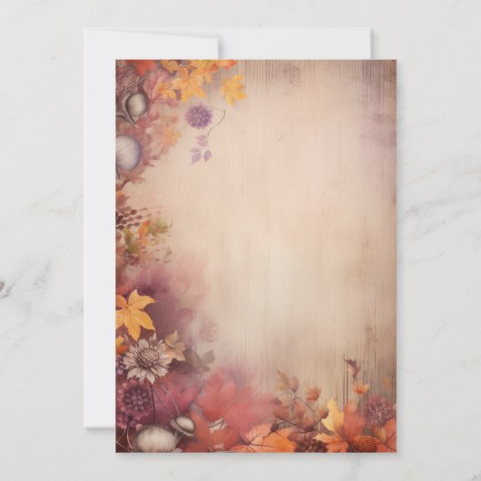 Herfst Oranje Paarse Boom Rustiek Huwelijksfeest Kaart (Achterkant)