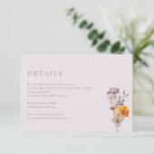 Herfst Oranje & Paarse Wildflowers Wedding Informatiekaartje (Staand voorkant)
