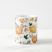Herfst oranje pompoen en bloemenpatroon koffiemok (Center)