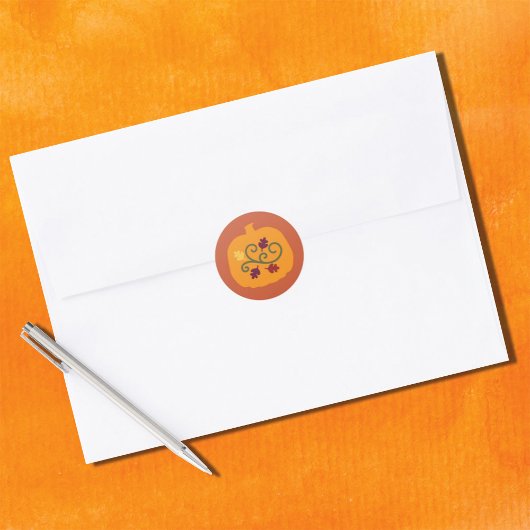 Herfst Oranje pompoen Ronde Sticker