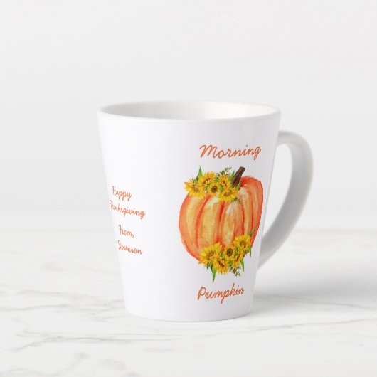 Herfst Oranje pompoen Thanksgiving Friendsgiving Latte Mok (Rechterhoek)