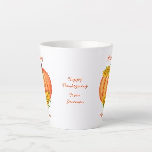 Herfst Oranje pompoen Thanksgiving Friendsgiving Latte Mok (Voorkant)