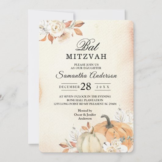 Herfst Oranje Pompoenen & Bloemen in Landelijke St Kaart (Voorkant)