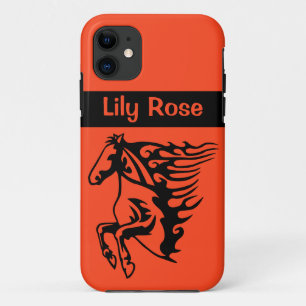 Herfst Oranje Pony Paard Bronco Hengst Lijntekenin Case-Mate iPhone Case