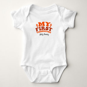 Herfst Oranje Retro Mijn Eerste Thanksgiving bewer Romper