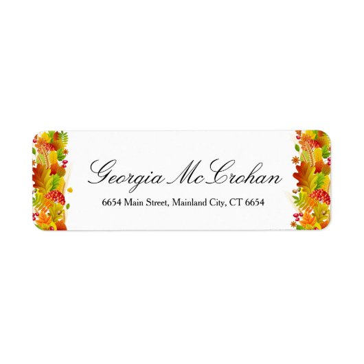 Herfst Oranje Rode Bladeren Retouradres Label (Voorkant)