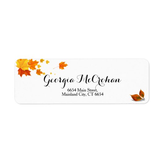 Herfst Oranje rode bladeren Terug Adres Etiket (Voorkant)