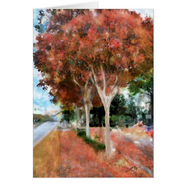 Herfst Oranje Trees Digital Art Waterverf van Laur (Voorkant)
