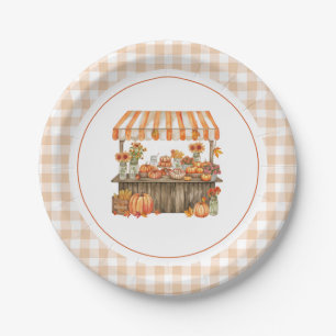 Herfst Oranje Verse Bruidsborrel Van De Markt Papieren Bordje