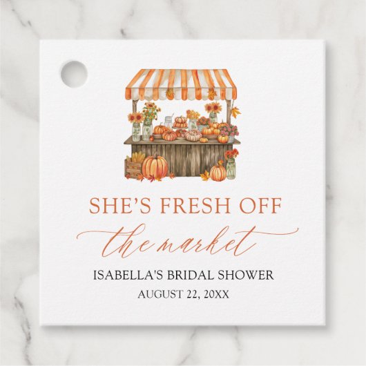 Herfst Oranje Verse Bruiloftsdouche van de Markt Bedankjes Labels (Voorkant)
