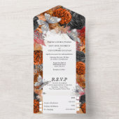 Herfst oranje vlinderkapper glitter roos all in one uitnodiging (Binnen)