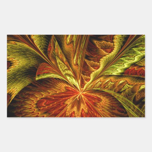 Herfst Orchidee Abstracte Fractal Art Rechthoekige Sticker (Voorkant)