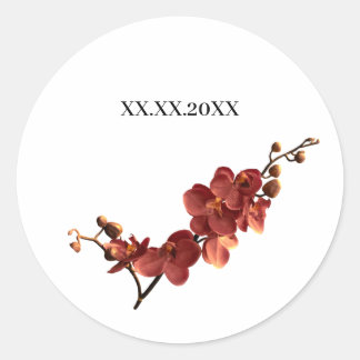 Herfst Orchidee Romantische Trouwdag Ronde Sticker