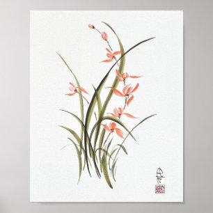 Herfst Orchidee Watercolor Kunst Poster