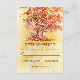 herfst oude boom rustieke bruiloft RSVP kaarten Kaartje