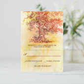 herfst oude boom rustieke bruiloft RSVP kaarten Kaartje (Staand voorkant)