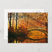 Herfst - Oude brug in het najaar misty park Briefkaart (Voorkant / Achterkant)