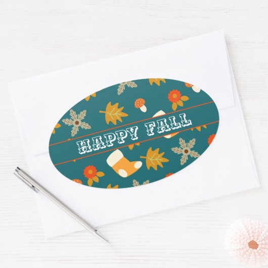 Herfst Ovale Sticker (Envelop)