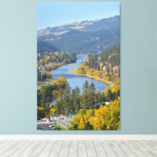 Herfst over de rivier de Clearwater Idaho Canvas Afdruk (Insitu (Houten vloer))
