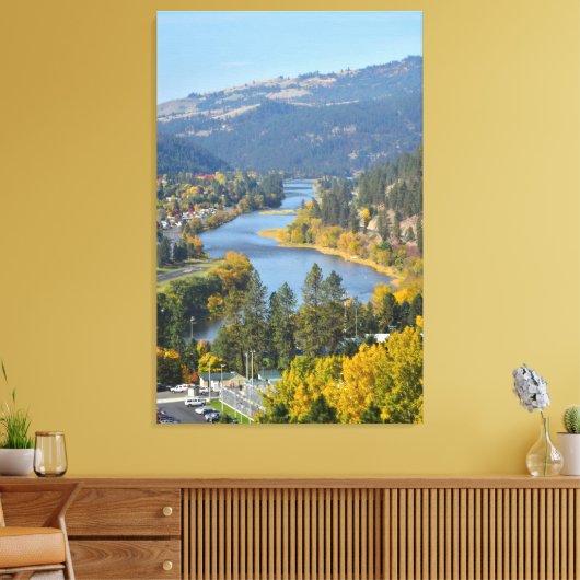 Herfst over de rivier de Clearwater Idaho Canvas Afdruk (Insitu (Woonkamer))