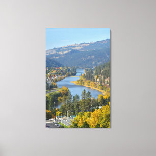 Herfst over de rivier de Clearwater Idaho Canvas Afdruk