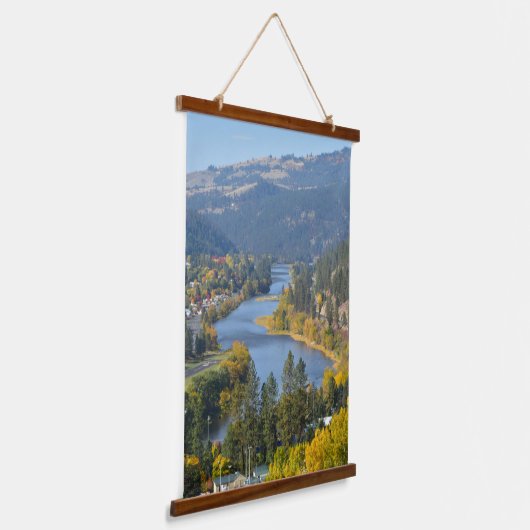 Herfst over de rivier de Clearwater Idaho Hangend Wandkleed (Gebogen)