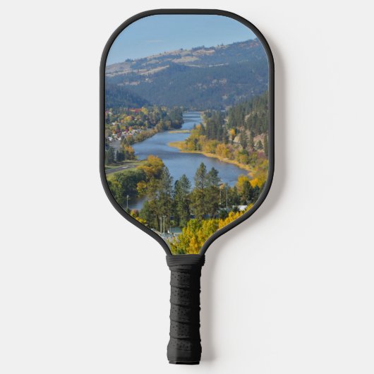 Herfst over de rivier de Clearwater Idaho Pickleball Paddle (Achterkant)