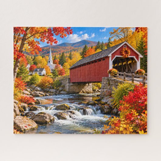 Herfst overdekte brug legpuzzel (Horizontaal)