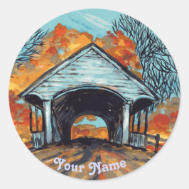 Herfst Overdekte Brug Ronde sticker