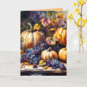 Herfst overvloed, pompoenen, druiven honing kaart (Gele Bloem)