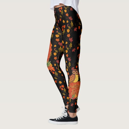 Herfst Owl Autumn verliest  zwart Leggings (Links)