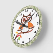 Herfst Owl Clock Ronde Klok (Hoek)